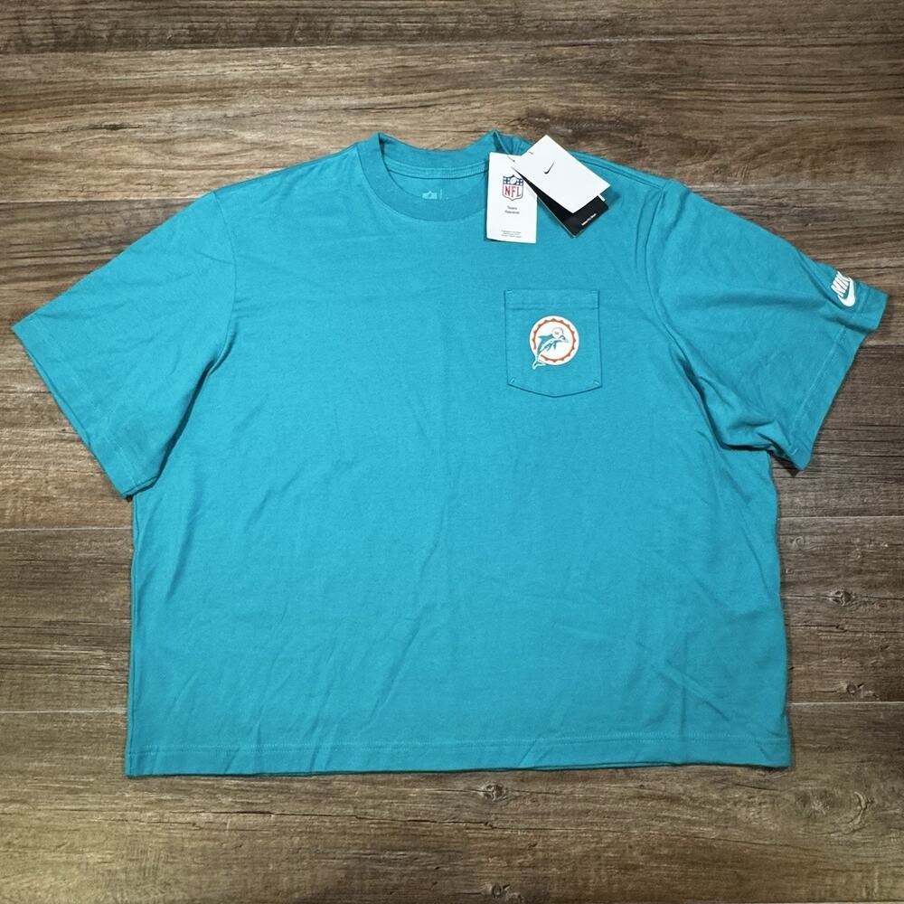 Nike Miami Dolphins Rewind Pocket Boxy T-Shirt Women’s XL Aqua NFL NWT